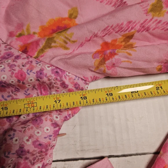 For Love Bell Floral Ruffle Mini Dress Medium NWT Pink Boho Layered V-Neck - Picture 5 of 12